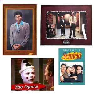 2 Seinfeld TV Show Kramer Art Portrait Bronze‎ Finish Frame & The Opera